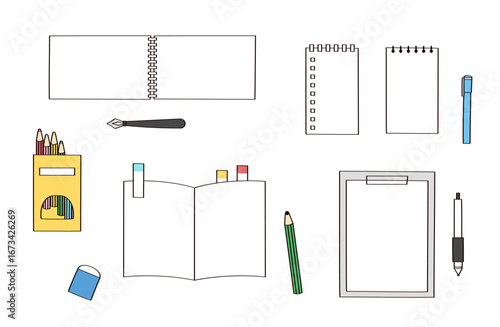 文房具のイラストセット