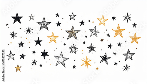 Shimmering Star and Line Accent Doodles