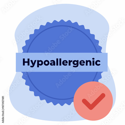 Hypoallergenic sign with check mark in modern flat design  