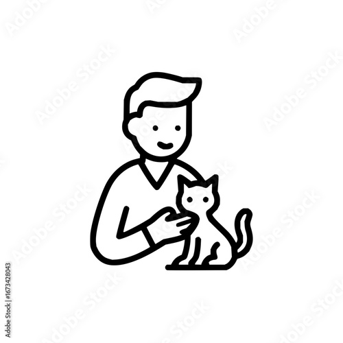 Man petting cat vector illustration for pet adoption and animal care services website and graphic design use