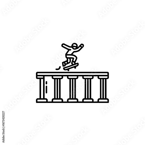 Skateboarding trick on obstacle course icon for extreme sports and urban culture representation vector 100