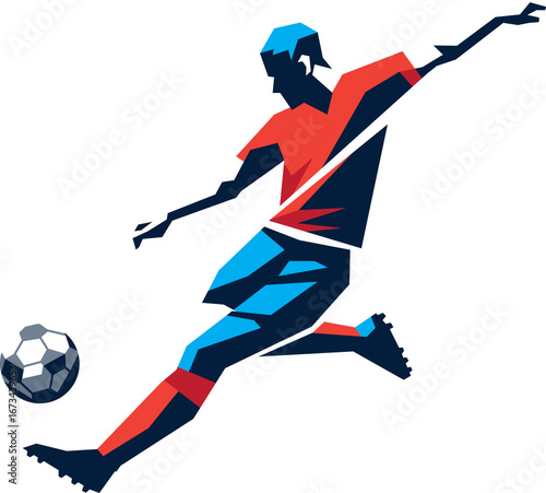 vector silhouettes of soccer players in various kicking and running poses, designed in flat style