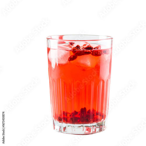 Wallpaper Mural Vibrant red beverage in short glass against transparent background Torontodigital.ca