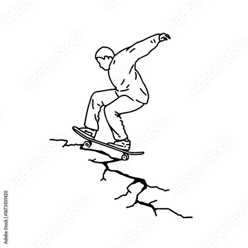 Skateboarder doing tricks vector art illustration for extreme sports and urban culture design elements vector