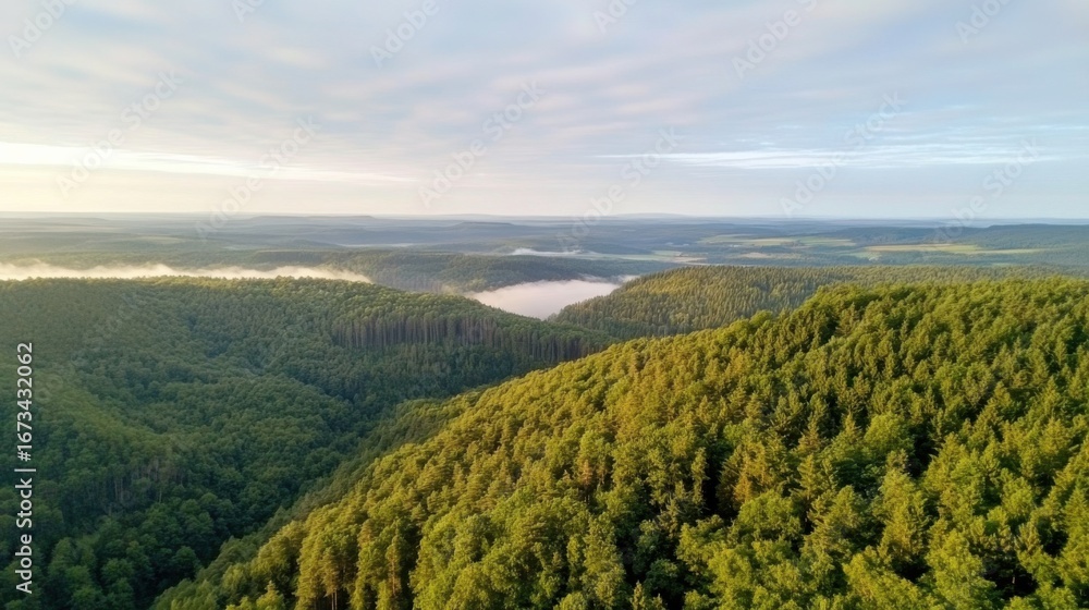 Fototapeta premium Forest landscape in early morning light.