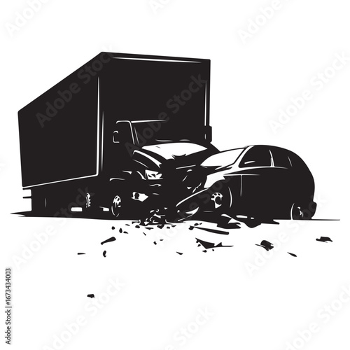 Two cars colliding, against a white background. Vector illustration