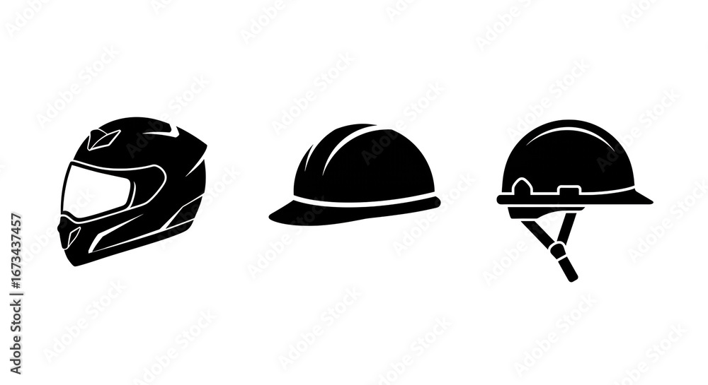 Fototapeta premium Vector illustration showcasing safety helmets ideal for construction, sports, and industrial safety campaigns