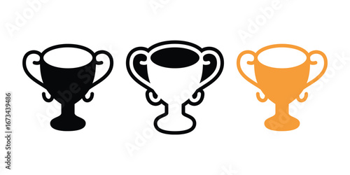 Trophy Cup Vector Icons, Award and Achievement Symbols