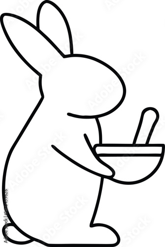 Mid-Autumn Festival Icon. Outline icon of Chinese Mid-Autumn Legend jade rabbit mortar and pestle