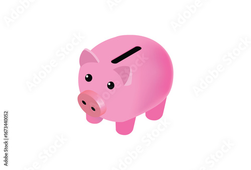 Isometric piggy bank. Vector illustration. 
