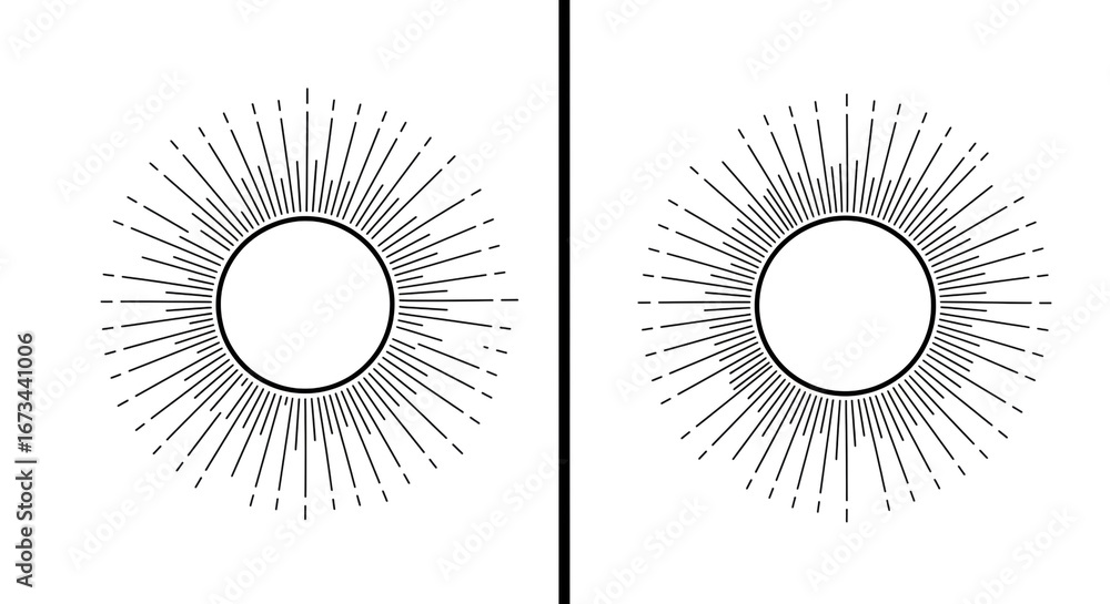 Fototapeta premium Modern minimalist sunburst circle frame, perfect for branding and graphic design projects