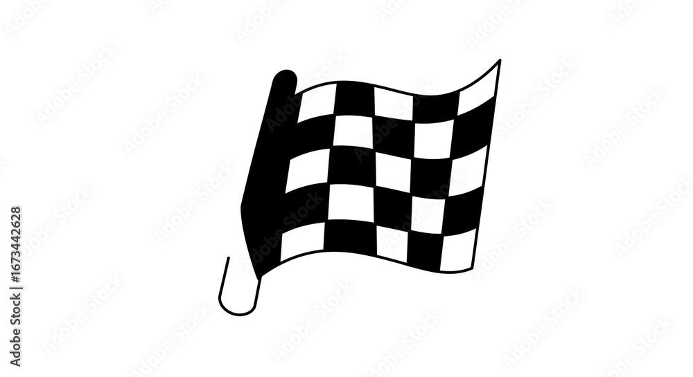 Fototapeta premium Dynamic checkered racing flag waving triumphantly, symbolizing victory and competition success