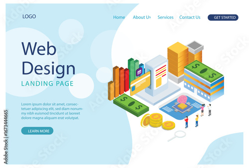Isometric Online banking modern flat design . Electronic bank and people concept. Landing page template. Conceptual isometric vector illustration Suitable for Diagrams, Infographics, Game Asset