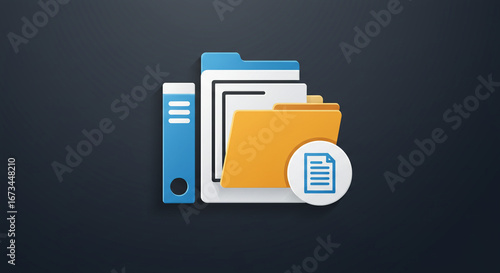 Organized file folders and documents with modern design for business data management and storage