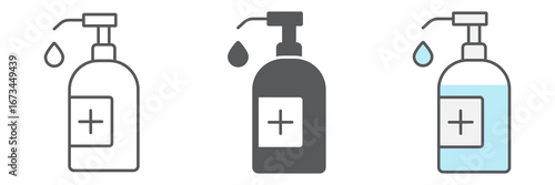 Hand sanitizer line icon, hygiene and disinfection, hand soap sign vector graphics, editable stroke linear icon