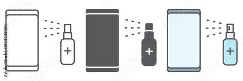 Disinfection smartphone line icon, hygiene and disinfection, cleaning smartphone sign vector graphics, editable stroke linear icon