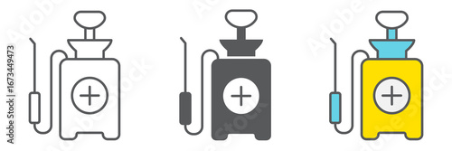 Disinfection pressure sprayer line icon, hygiene and disinfection, disinfectant canister sign vector graphics, editable stroke linear icon