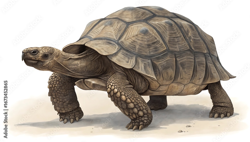 Obraz premium A tortoise walking on a white surface drawing