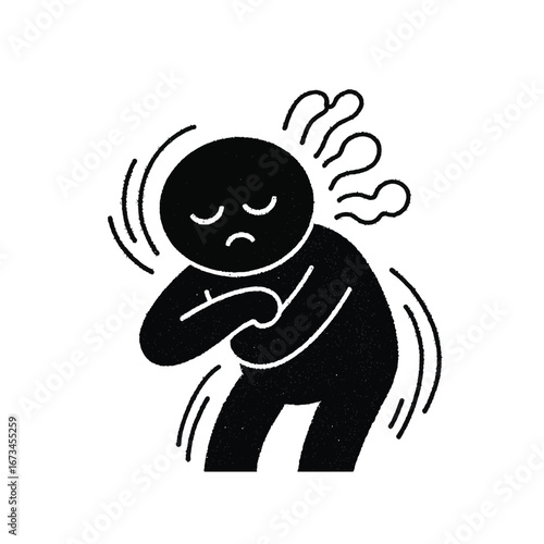 Vector art of person holding chest in pain