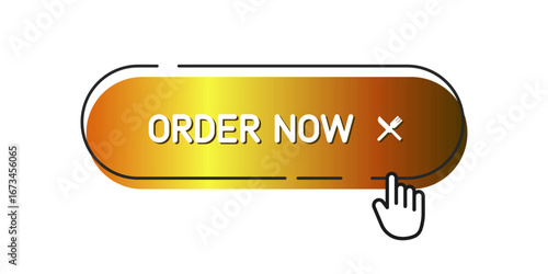 Golden CTA button with text: Order now and cutlery icon.