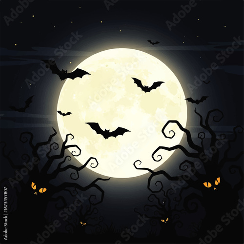 Bats flying on Halloween night 
