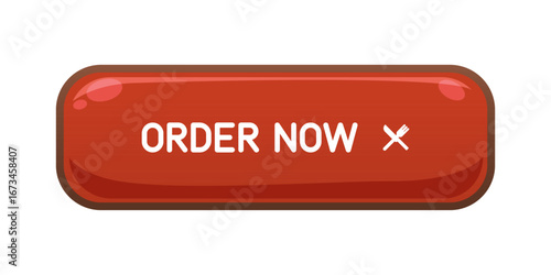 Red CTA button with text: Order now and cutlery icon.