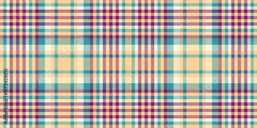 Bag tartan vector textile, trade fabric plaid background. Striped check pattern texture seamless in orange and cyan colors.