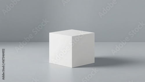 Minimalist White Cube on Grey Surface – Modern Abstract Photography