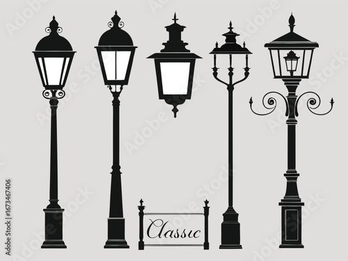 Classic Lamp Post Vector Illustration