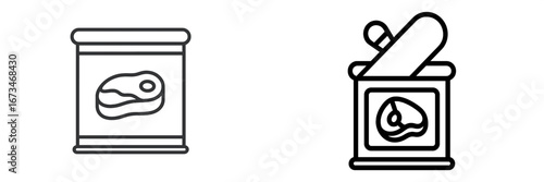 Illustration of canned meat products in minimalist design style
