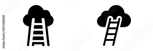 Ladder reaching towards cloud in vector illustration