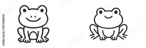 Cute frog vector illustration in simple design style