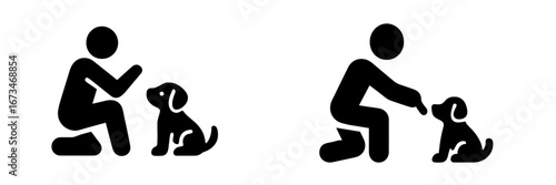 Engaging moments between a person and a dog in vector illustration