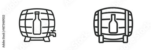 Vector illustration of two barrel designs for storage or aging