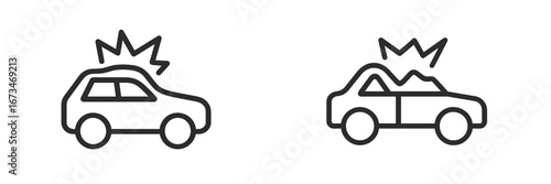 Car collision vector illustration depicting two vehicles in impact