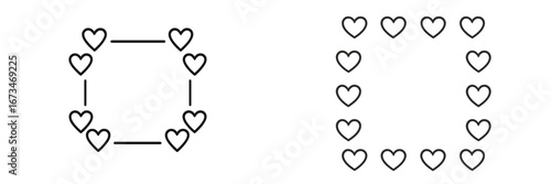 Hearts arranged in square patterns for decoration