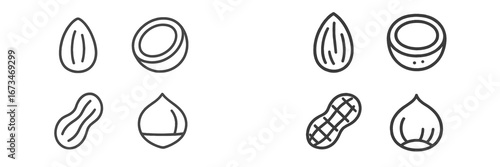 Variety of nuts and seeds vector illustration in minimalist style