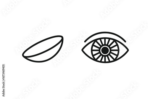 Vector illustration of contact lens and eye detail for vision care