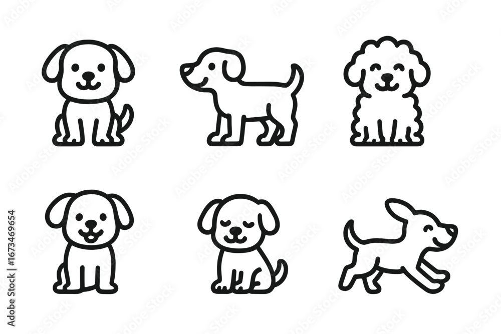 Naklejka premium Playful dog vector illustrations in various poses and expressions