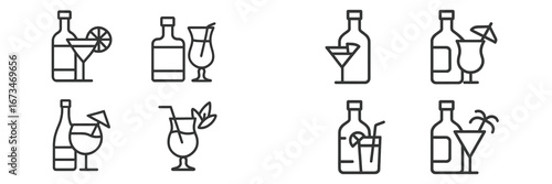 Vector illustration of cocktails and drinks on a white background