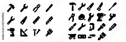 Collection of hand tools in vector illustration format