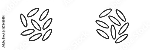 Vector illustration of scattered seeds on a white background