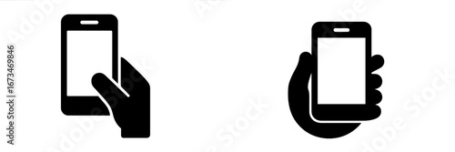 Hands holding smartphones in a minimalistic vector design