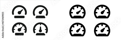 Collection of vector illustrations of black gauge icons set