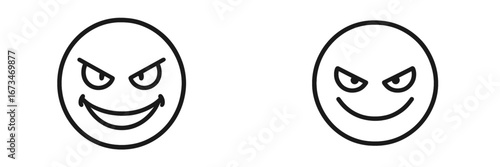 Vector illustration of mischievous smiley faces on a clean background
