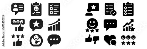 Vector illustration of feedback and review icons for user interaction