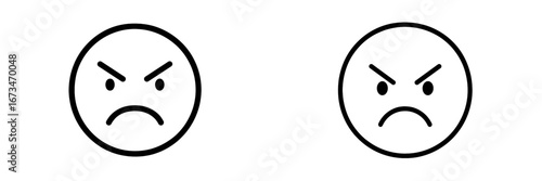 Two simple vector illustrations of angry faces for various uses