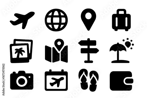 Travel icons collection for adventure and exploration themes