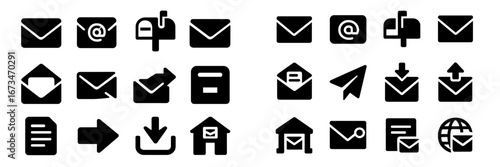 Collection of envelope and email icons for digital communication