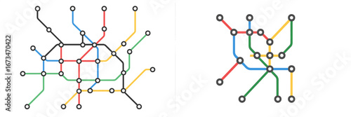 Colorful vector illustration of abstract subway map design
